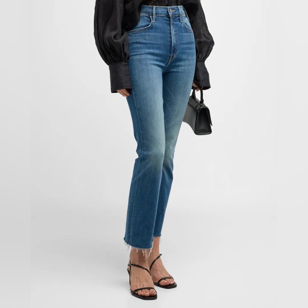 MOTHER The Hustler High Rise Flare Leg Ankle Jeans in Healing Jar